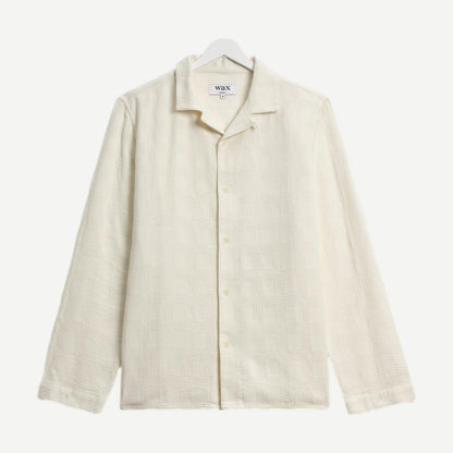 Corey LS Shirt - Cotton Dolby Check Off White - Galvanic.co