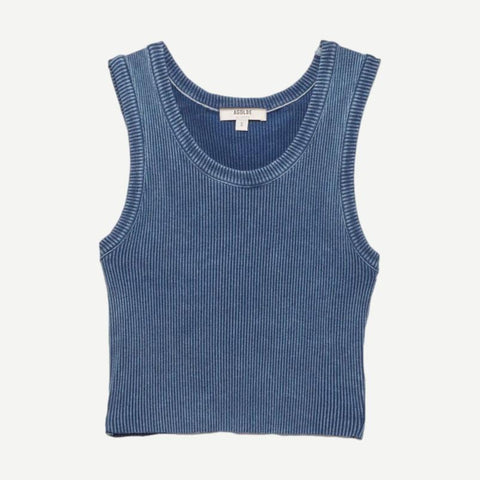 Cropped Poppy Tank - Indigo