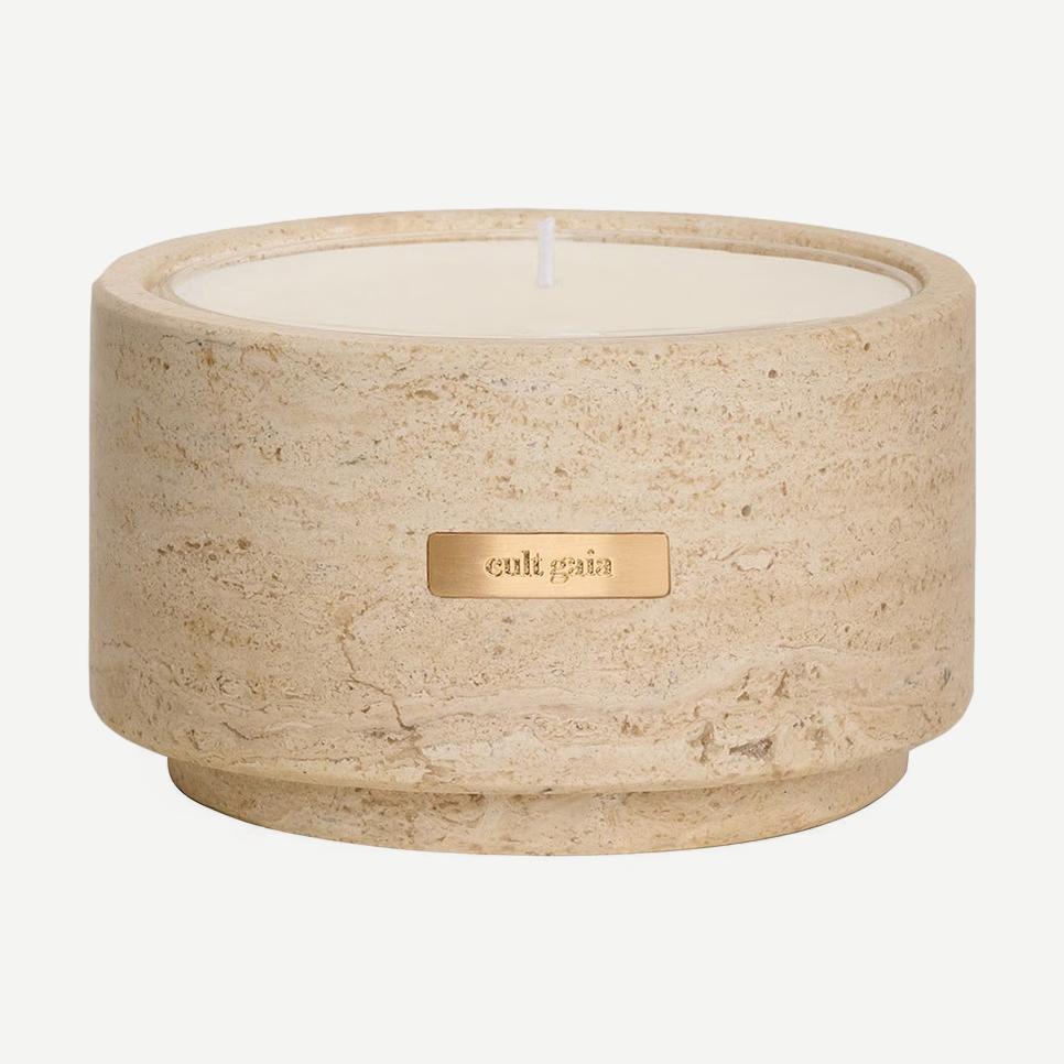 Travertine Candle Vessel - Galvanic.co