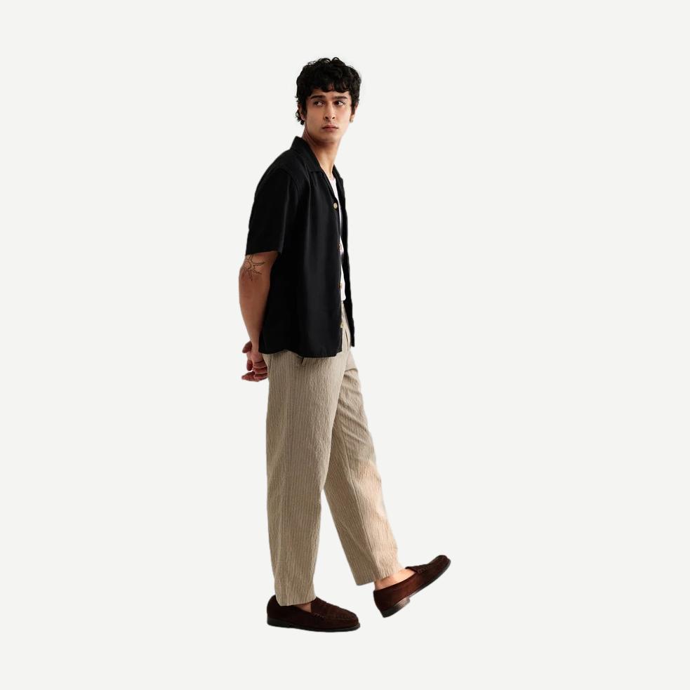 Curzon SS Shirt Drapey Tencel Twill - Black - Galvanic.co