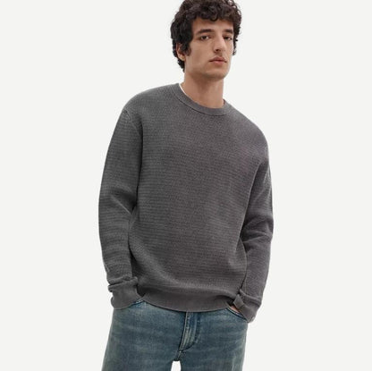 Rag and Bone Caden Washed Crew sweater in charcoal green, featuring a relaxed crewneck design and soft fabric texture.