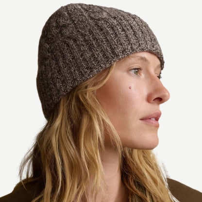 Cashmere Cable Beanie - Taupe Marl