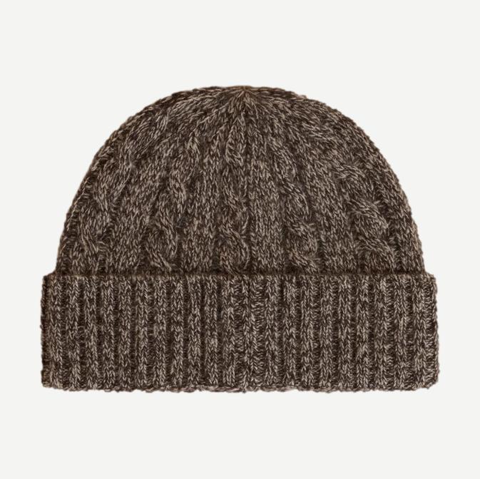 Cashmere Cable Beanie - Taupe Marl