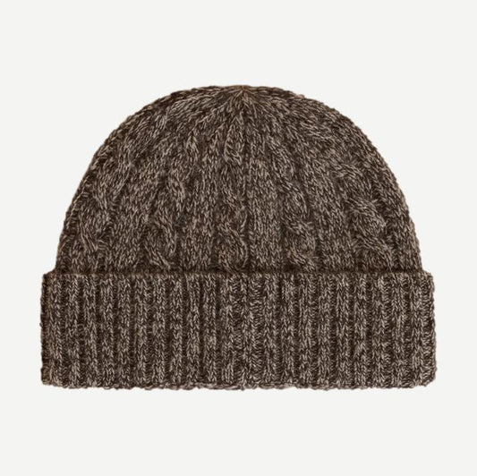 Cashmere Cable Beanie - Taupe Marl