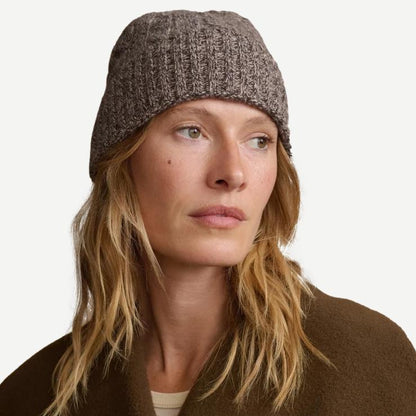 Cashmere Cable Beanie - Taupe Marl