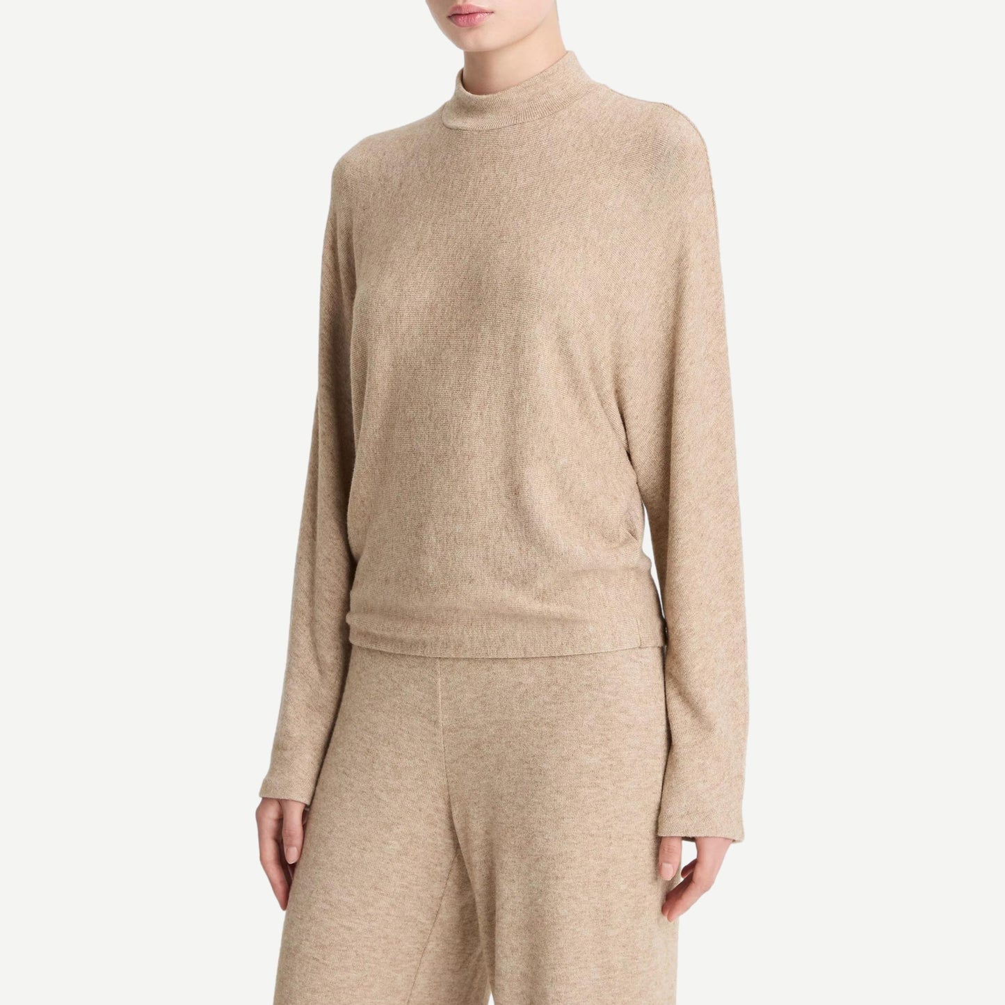 Cozy Long Sleeve Dolman Mock Neck - Heather Bruna - Galvanic.co