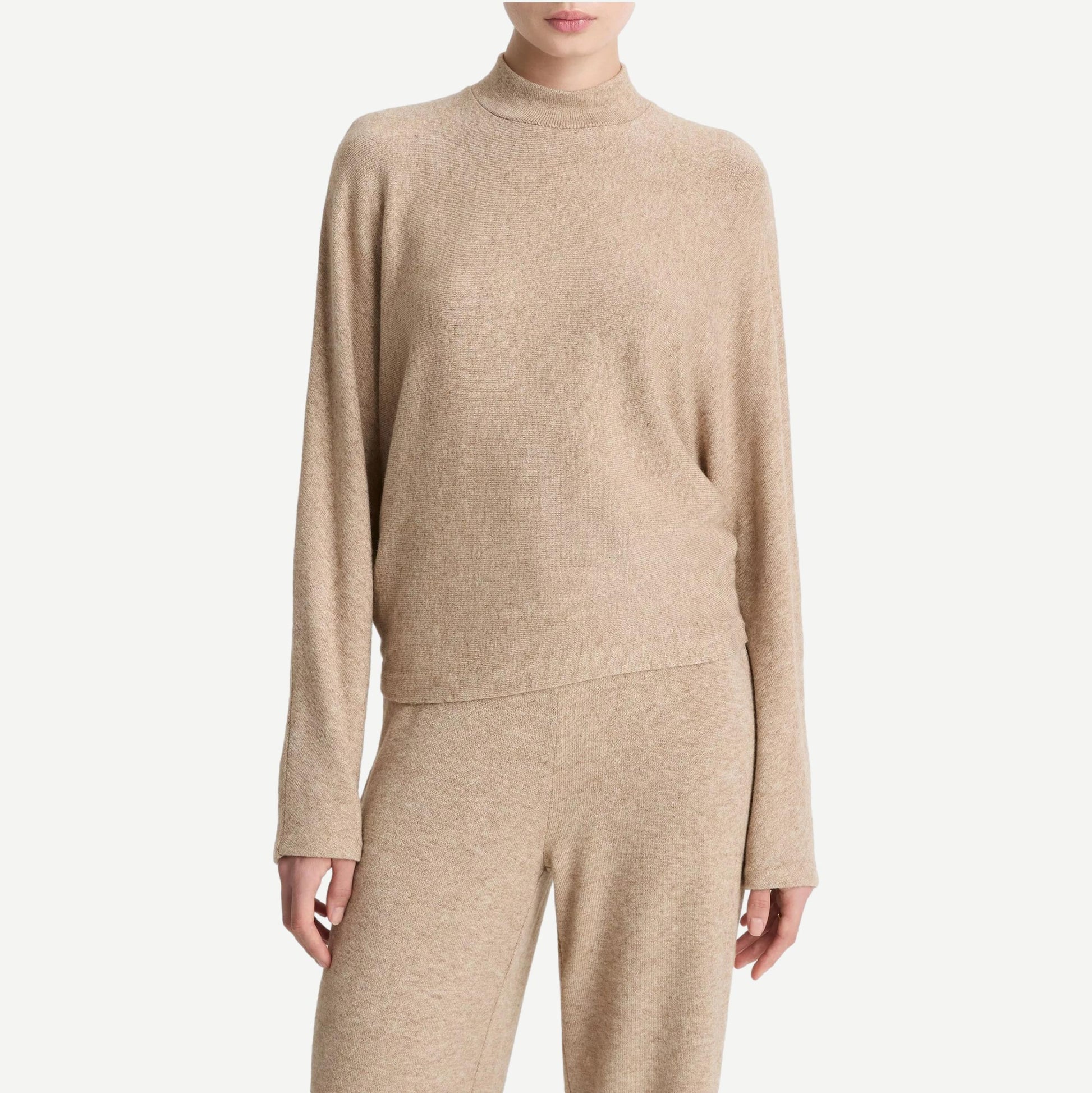 Cozy Long Sleeve Dolman Mock Neck - Heather Bruna - Galvanic.co
