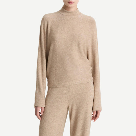 Cozy Long Sleeve Dolman Mock Neck - Heather Bruna - Galvanic.co