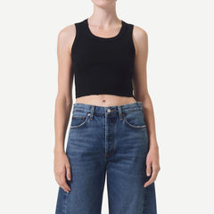 Cropped Poppy Tank - Black - Galvanic.co