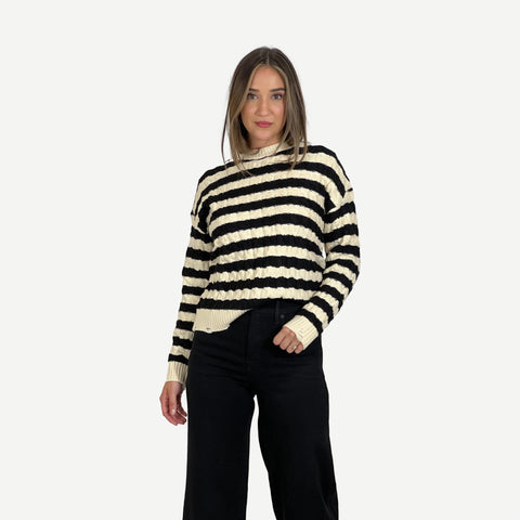 Devi Sweater - Black Ivory Stripe - Galvanic.co