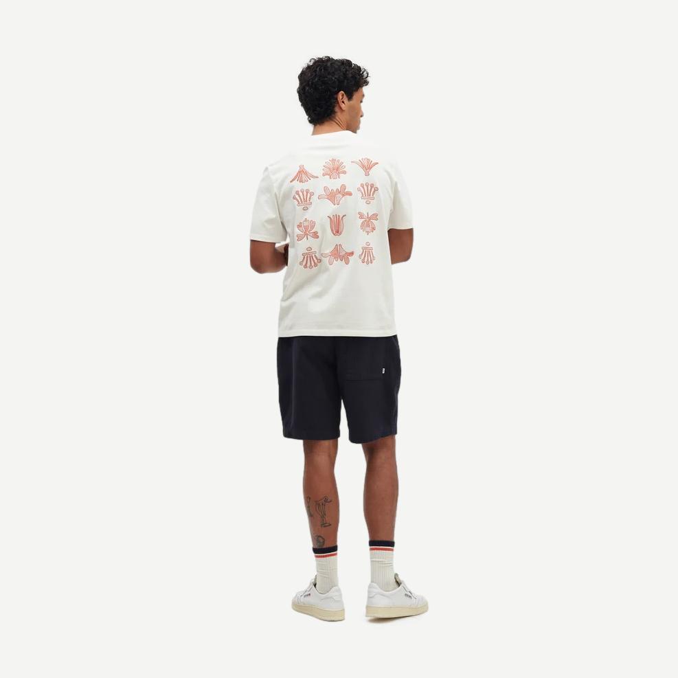 Dean SS Tee Grid Logo Embroidery - Ecru / Rust - Galvanic.co