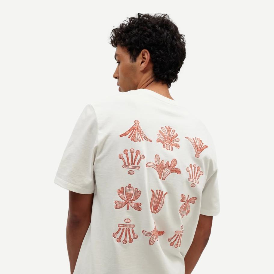Dean SS Tee Grid Logo Embroidery - Ecru / Rust - Galvanic.co