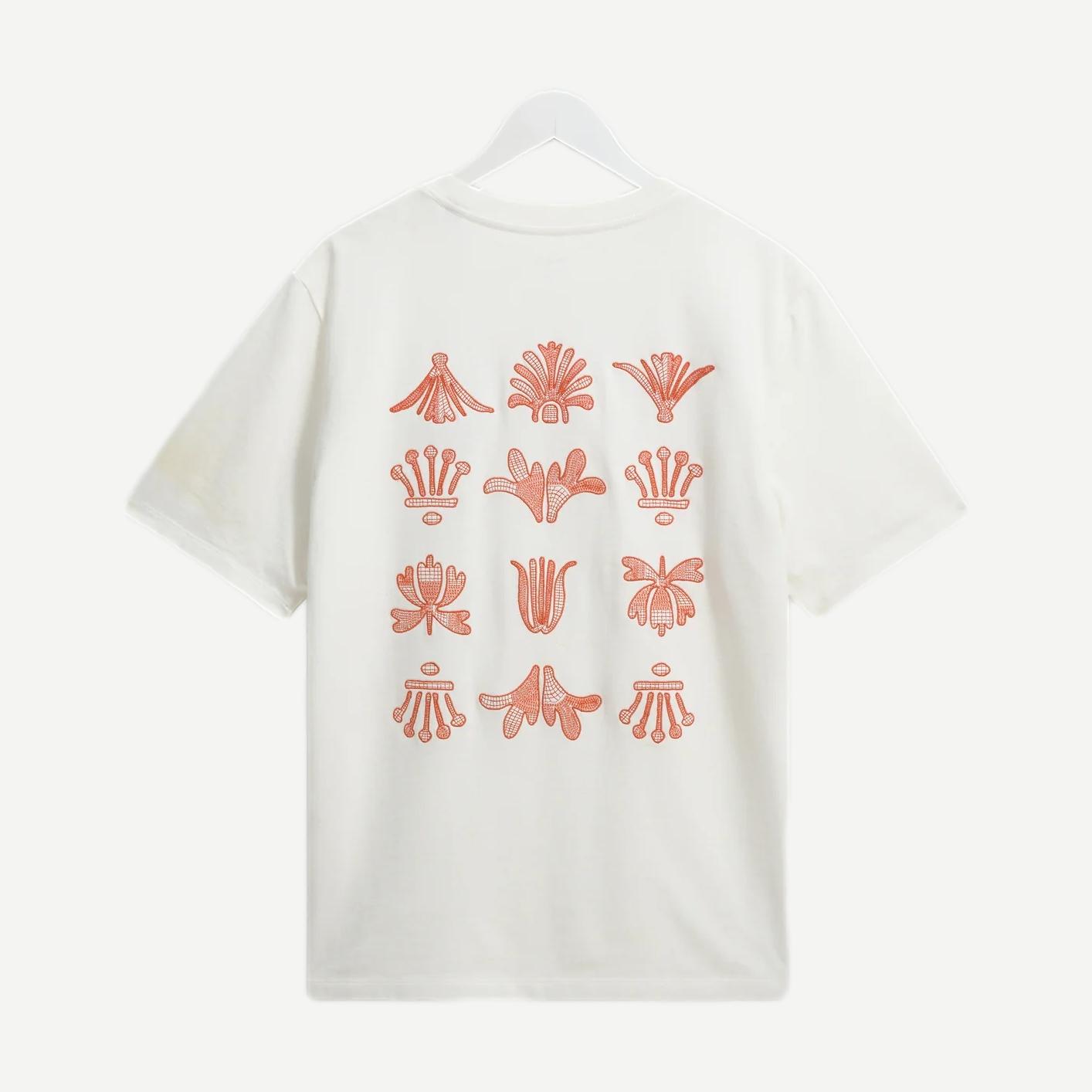 Dean SS Tee Grid Logo Embroidery - Ecru / Rust - Galvanic.co