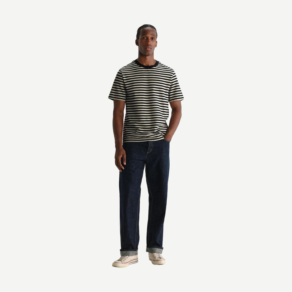 Dean SS Tee Jolt Stripe - Navy/Ecru