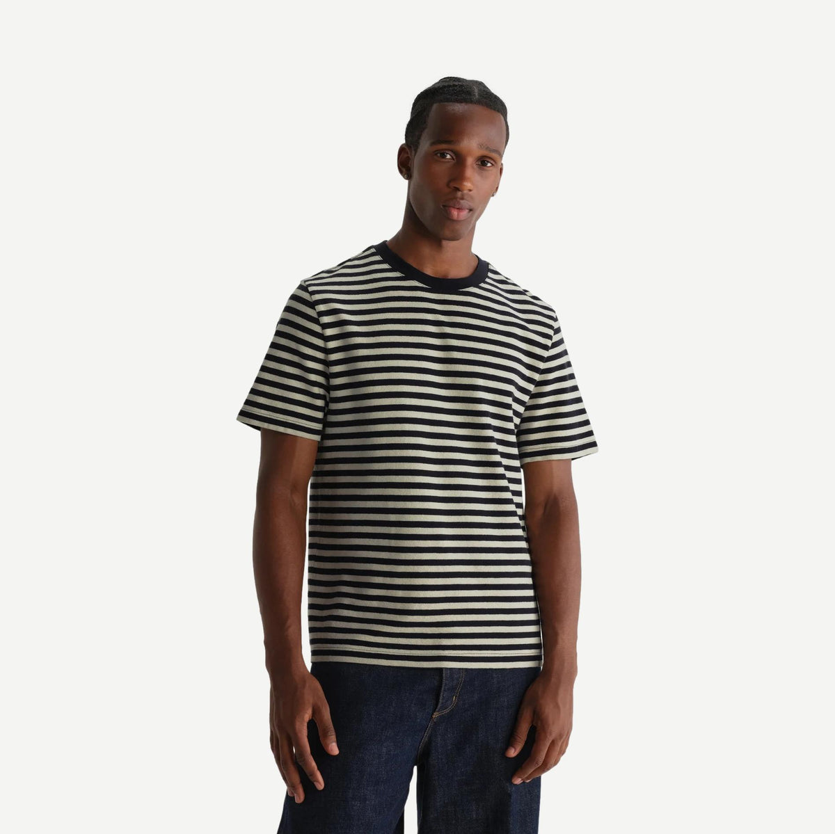 Dean SS Tee Jolt Stripe - Navy/Ecru