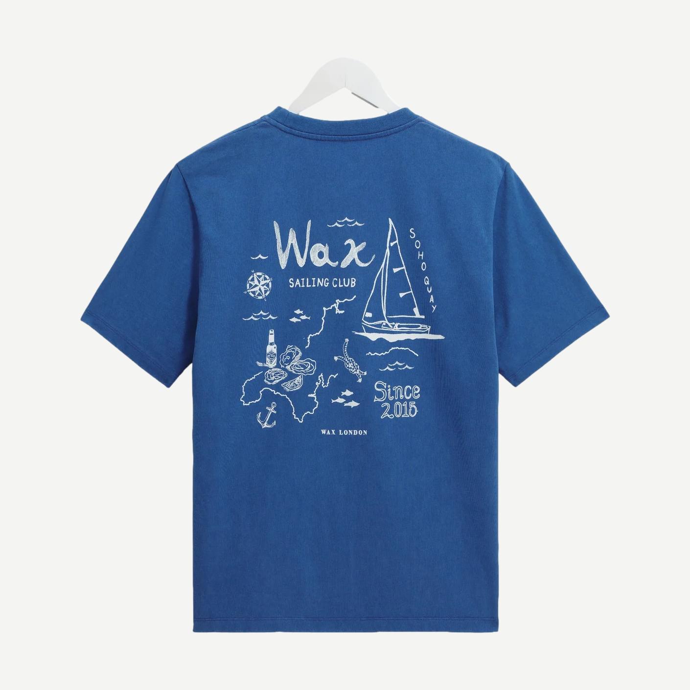 Dean SS Tee Sailing Map Print - Blue / Ecru - Galvanic.co