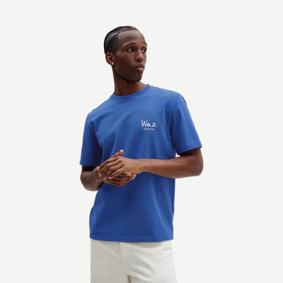 Dean SS Tee Sailing Map Print - Blue / Ecru - Galvanic.co
