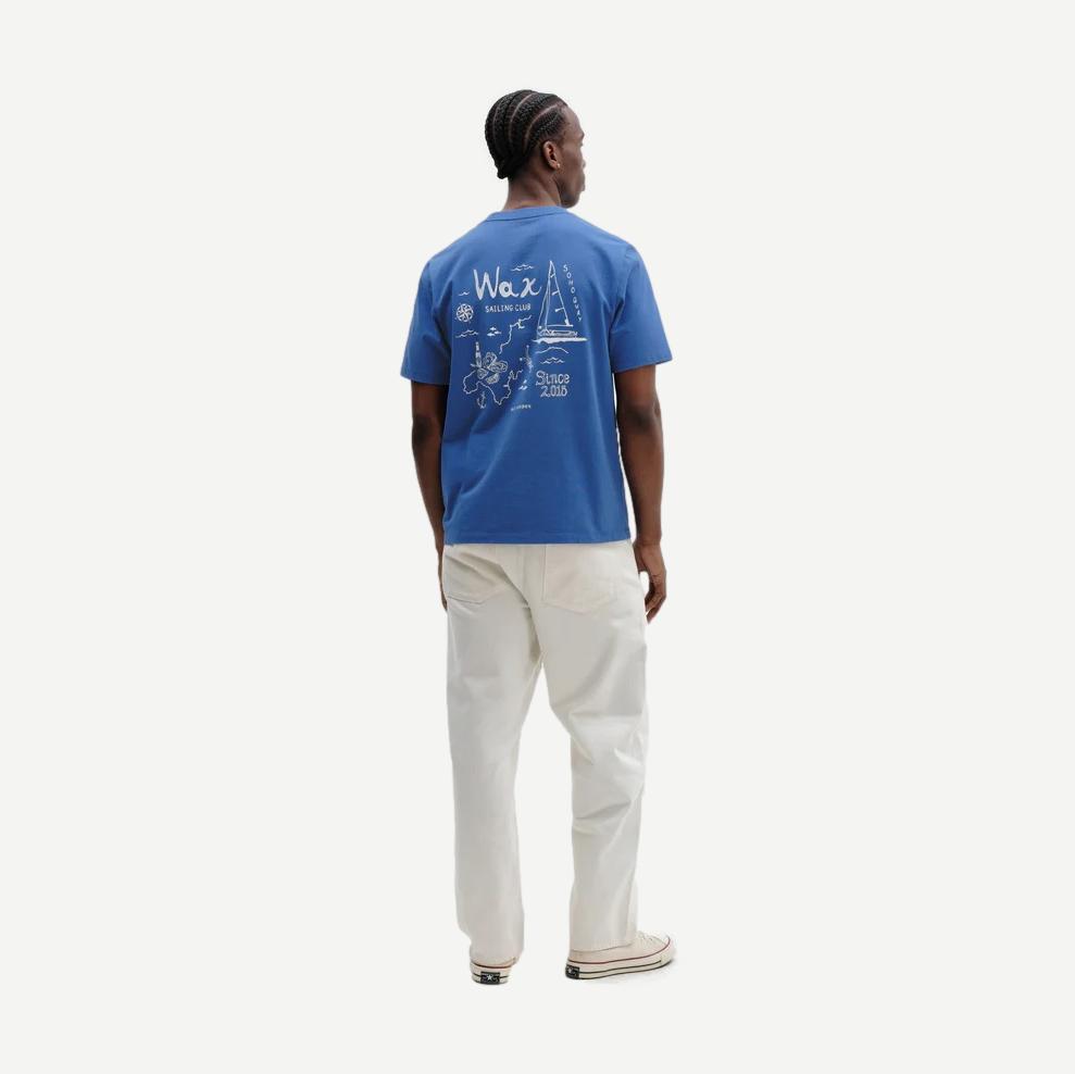 Dean SS Tee Sailing Map Print - Blue / Ecru - Galvanic.co