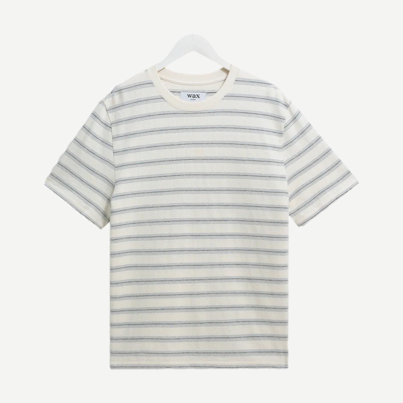 Dean SS Tee - Stitch Stripe - Ecru / Blue - Galvanic.co
