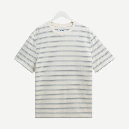 Dean SS Tee - Stitch Stripe - Ecru / Blue - Galvanic.co