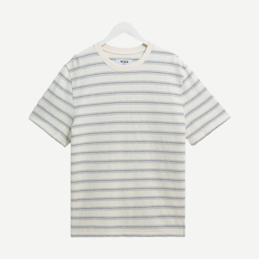 Dean SS Tee - Stitch Stripe - Ecru / Blue - Galvanic.co