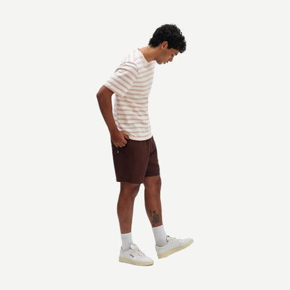 Dean SS Tee - Stitch Stripe - Ecru / Rust - Galvanic.co