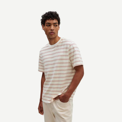 Dean SS Tee - Stitch Stripe - Ecru / Rust - Galvanic.co