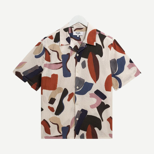 Didcot SS Shirt Abstract Shapes -Ecru/Multi - Galvanic.co