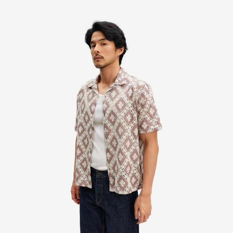 Didcot Shirt Diamond Lace - Taupe/Ecru - Galvanic.co
