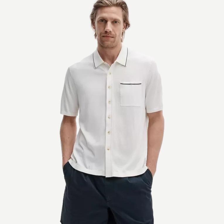 Dalton Silk-Cotton Knit Shirt - Chalk