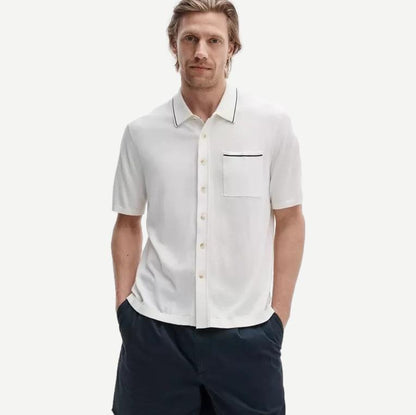 Dalton Silk-Cotton Knit Shirt - Chalk