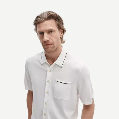 Dalton Silk-Cotton Knit Shirt - Chalk