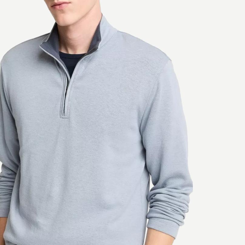 Cotton Blend Quarter Zip - Steel Blue - Galvanic.co