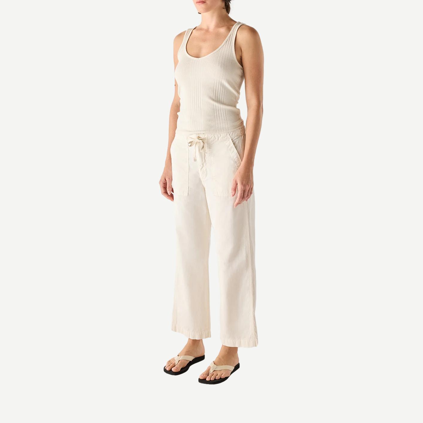 Easy Drawstring Slouch Crop - Bone