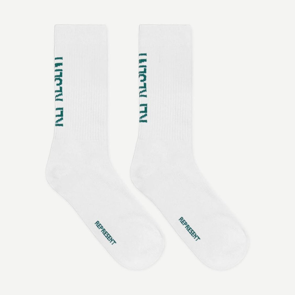 Represent Logo Socks - Optic White/Forest Green - Galvanic.co