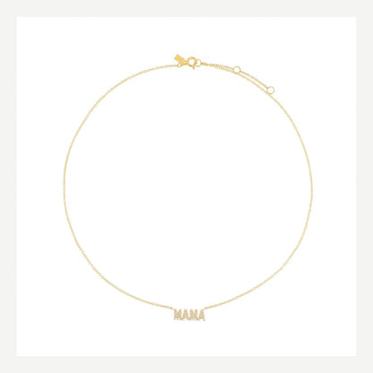14KY Mini Diamond Mama Initial Necklace 15.5"
