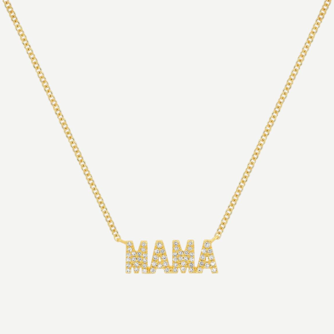 14KY Mini Diamond Mama Initial Necklace 15.5"