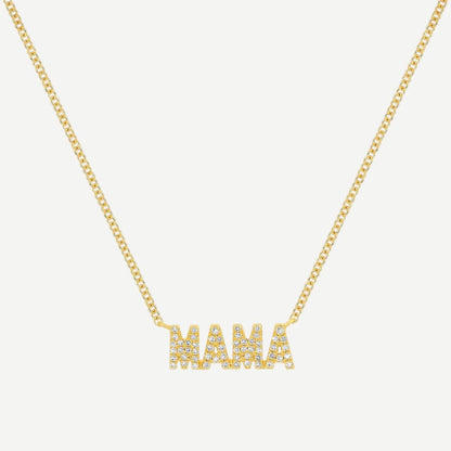 14KY Mini Diamond Mama Initial Necklace 15.5"