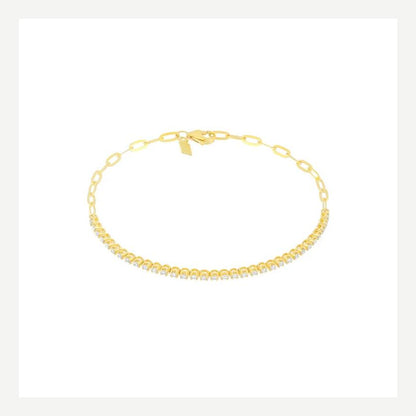 14KY Diamond Segment Mini Link Bracelet