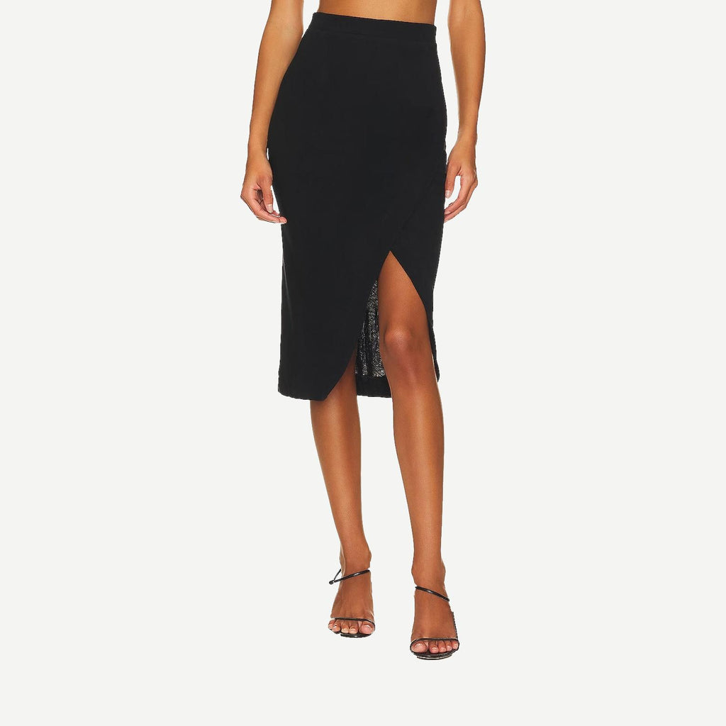 Cashmere Wrap Skirt - Black - Galvanic.co