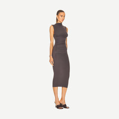 Silk Knit Sleeveless Twist Midi Dress - Castle Rock - Galvanic.co