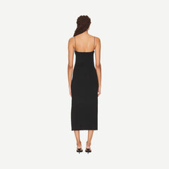 Italian Viscose Strappy Side Slit Maxi Dress - Black - Galvanic.co
