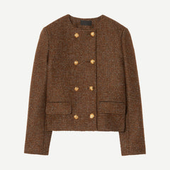 Melanie Cropped Jacket - Saddle Check - Galvanic.co