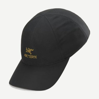 Black Bird Word Cap by Arcteryx featuring a sleek design and adjustable strap, perfect for casual wear.