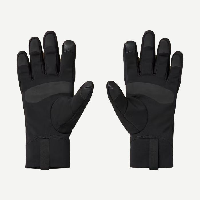 Black Arcteryx Venta Glove showing the back view with textured material and branding details.