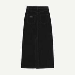 Washed Corduroy Long Skirt - Black - Galvanic.co