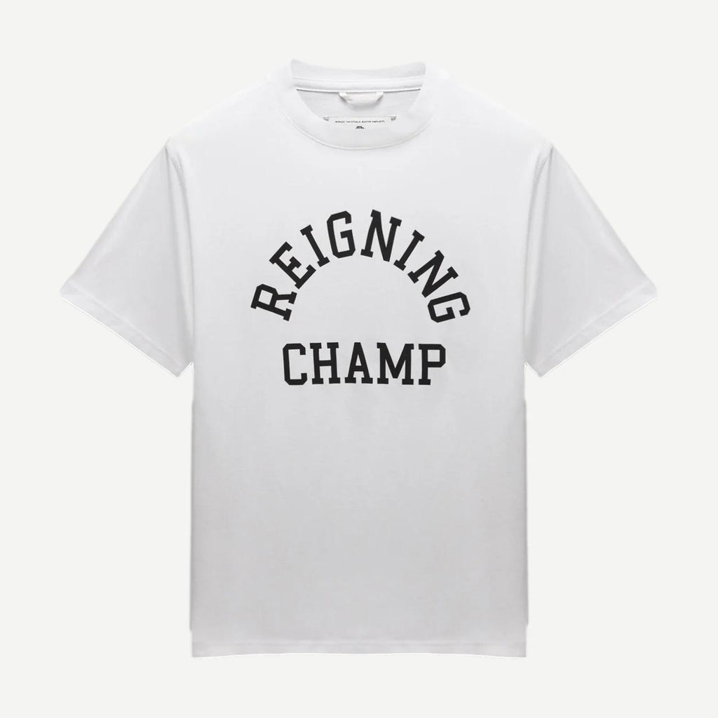Knit Mid Weight Jersey Arch Logo - White - Galvanic.co