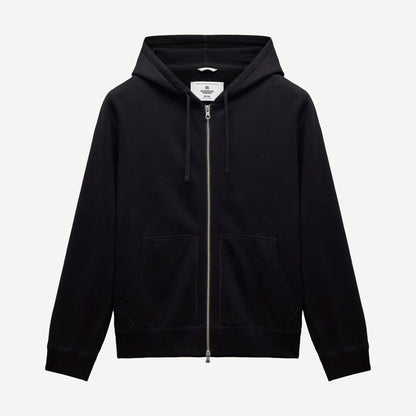 Knit Midweight Terry Standard Zip Hoodie - Black - Galvanic.co