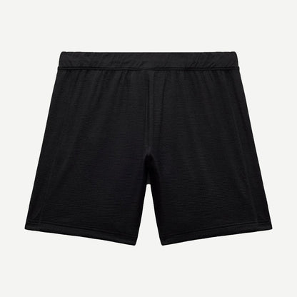 Black Solotex Mesh Tiebreak Shorts 7-inch by Reigning Champ, featuring breathable mesh fabric and athletic fit.