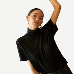 Fable Turtleneck Tee - Jet Black - Galvanic.co